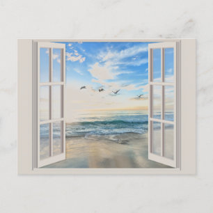 Seaside sunrise through the Window Postcard