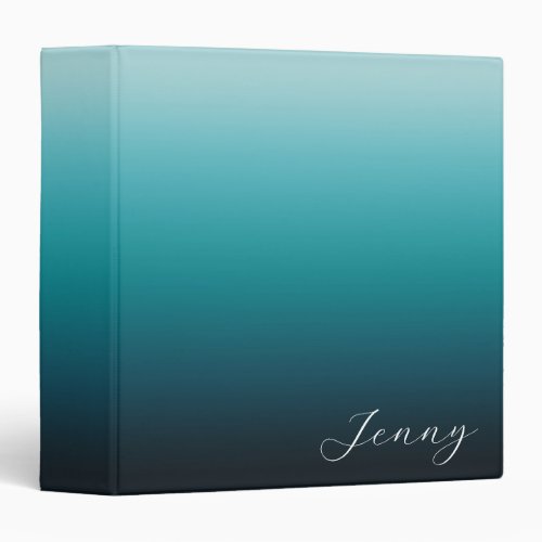 Seaside Teal Gradient 3 Ring Binder