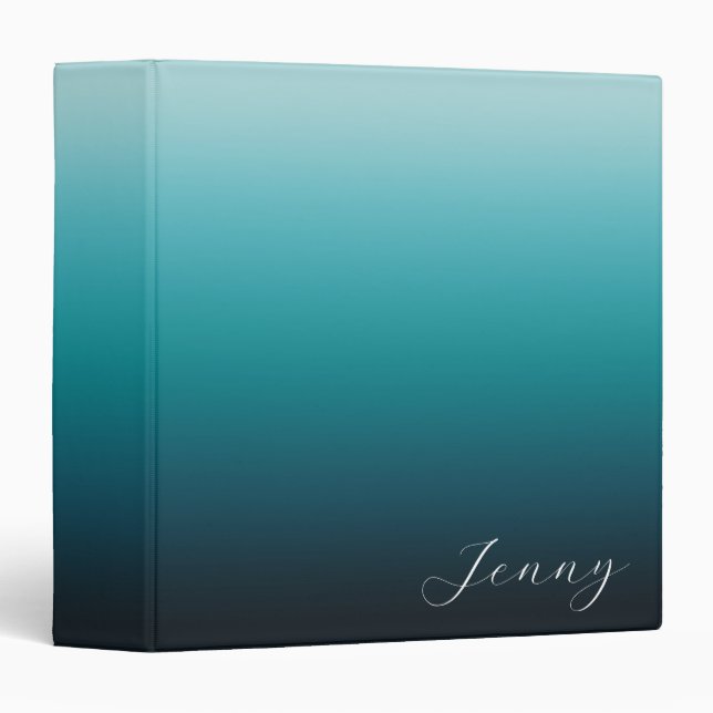 Seaside Teal Gradient 3 Ring Binder (Front/Spine)