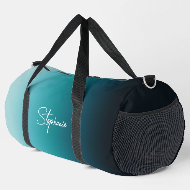 Seaside Teal Gradient Duffle Bag (Right Corner)