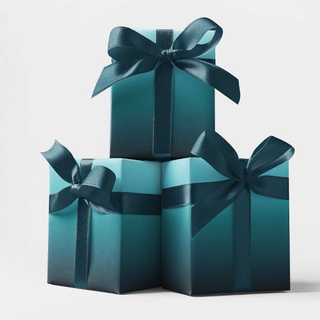 Seaside Teal Gradient Wrapping Paper Sheets (Teal Gift Wrap for You)