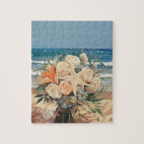 Seaside Theme Mermaid Wedding  Jigsaw Puzzle