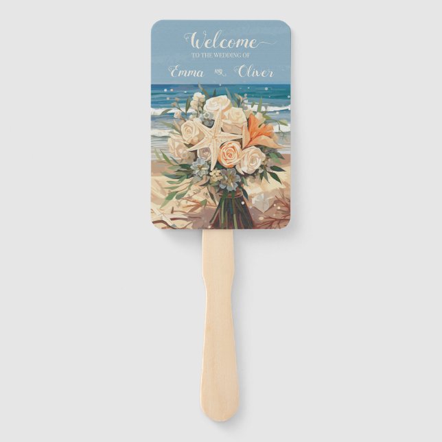 Seaside Theme Wedding Program Set of Fans (Back)