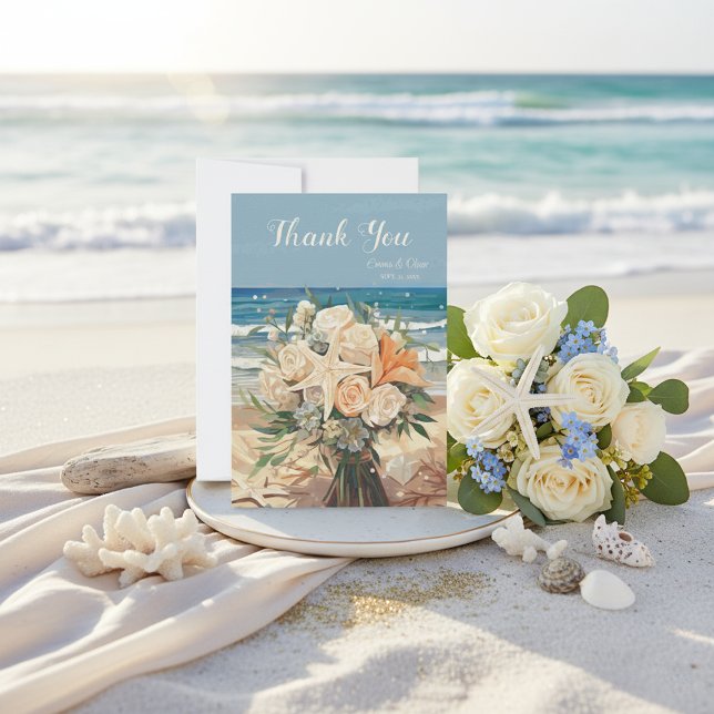 Seaside Theme Wedding Thank You Card Card (Creator Uploaded)