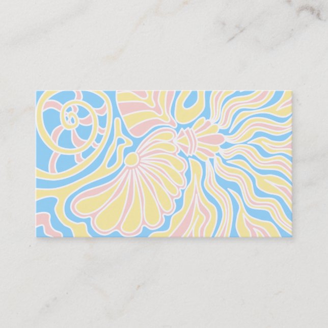 Seaside Themed Design in Pastel Colors. Business Card (Front)