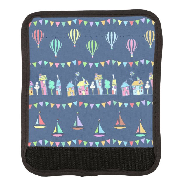 Seaside Town Sail Boats and Bunting Luggage Handle Wrap (Front)