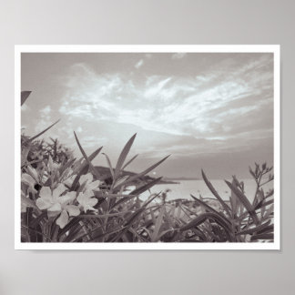 Seaside Travel Photography- Black + White Poster