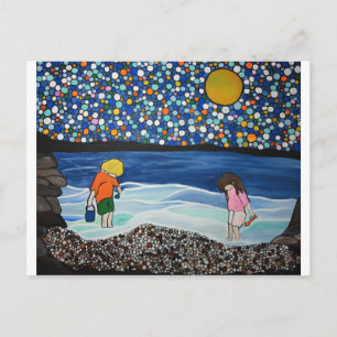 seaside treasure hunting postcard