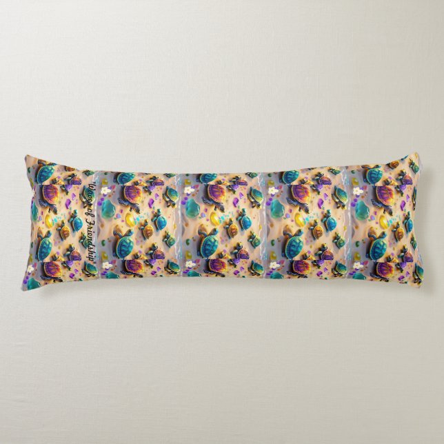 "Seaside Turtle Shenanigans" Body Pillow (Front)