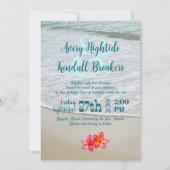 Seaside Typography Frangipani Wedding Invitation (Front)