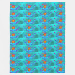 Seaside Undersea Art Cool Crabs Fleece Blanket