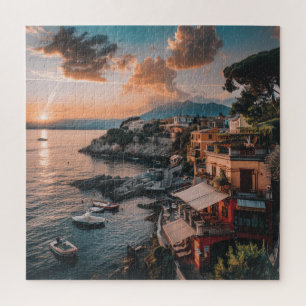 Seaside Village at Sunset - Italian Summer Charm Jigsaw Puzzle