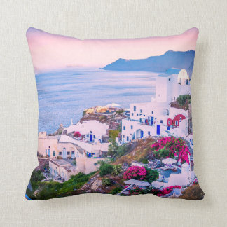 Seaside Village In Greece Throw Pillow