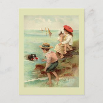 Seaside Vintage Illustration Postcard by PrimeVintage at Zazzle