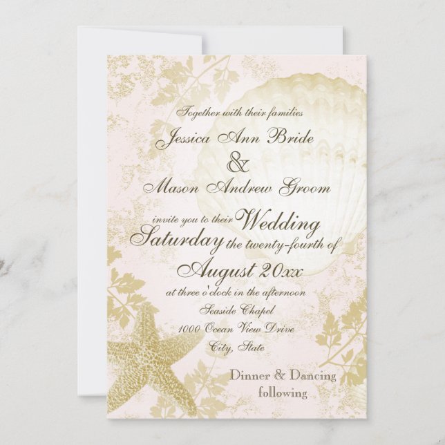 Seaside Vintage Pink Blush Invitation (Front)