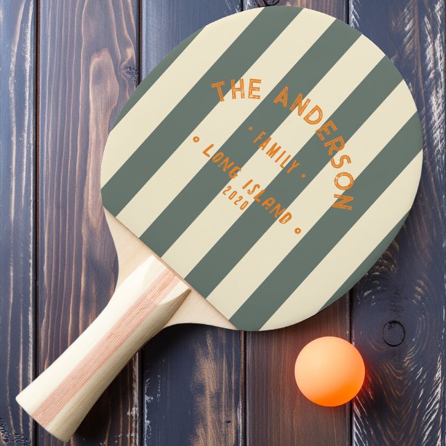 Seaside Warm Gray Striping & Family Name Ping Pong Paddle (Creator Uploaded)