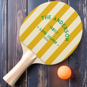 Seaside Warm Sunflower Striping & Family Name Ping Pong Paddle