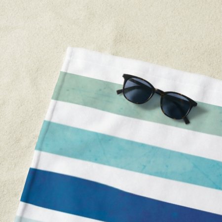 Seaside Watercolor Stripes Beach Towel