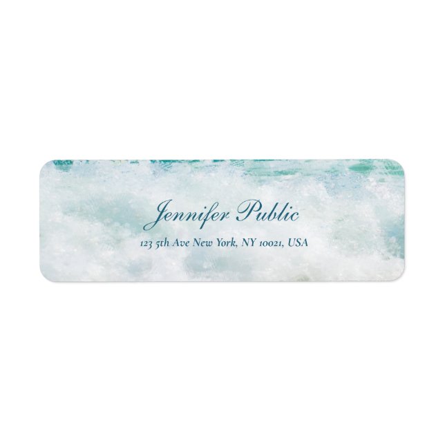 Seaside Waves Artwork Handwritten Script Text Label (Front)