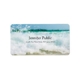 Seaside Waves Elegant Oil Painting Modern Address Label