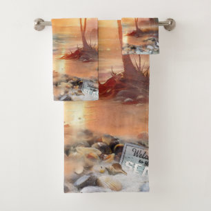 Seaside Wedding Celebrations on the Beach Bath Towel Set