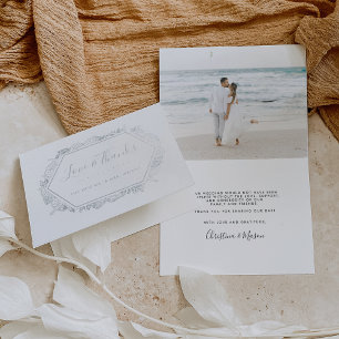 Seaside Wedding Photo Thank You Foil Card