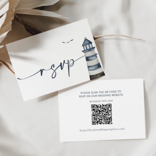 Seaside Wedding RSVP QR Code Card