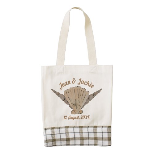 Seaside Wedding Watercolor Sea Shells Zazzle HEART Tote Bag