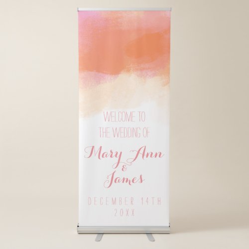 Seaside Wedding Welcome Blush Watercolor Retractable Banner