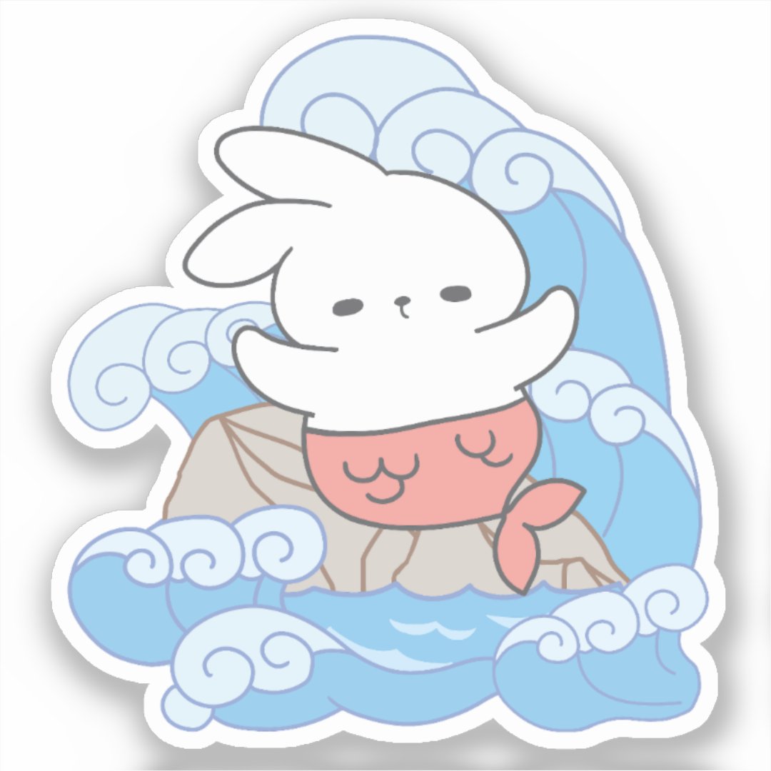 Seaside Whimsy Mer-Bunny Adventure Sticker (Front)