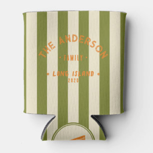 Seaside Willow Green Striping & Family Name Can Cooler