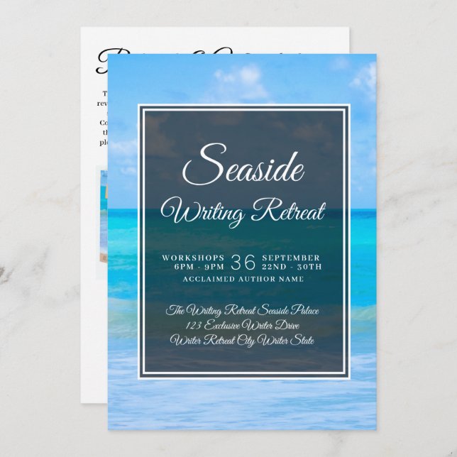 Seaside Writing Retreat Author Life Coach Business Invitation (Front/Back)