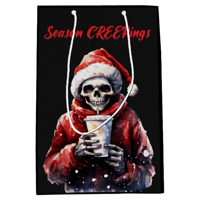 Season Creepings Christmas Skeleton Medium Gift Bag (Front)