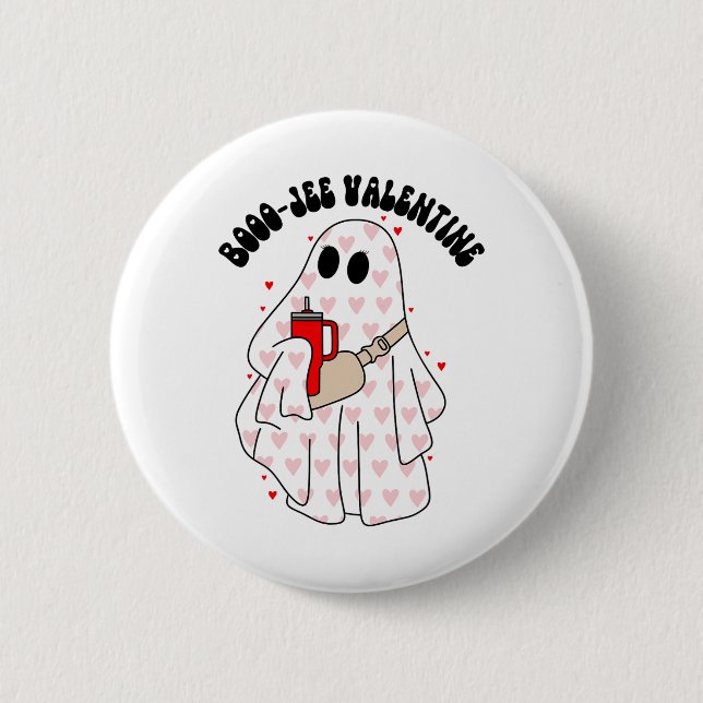 Season Cute Ghost Valentine Costume Boujee Boo-jee Button (Front)