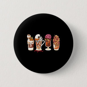 Season Fall Coffee Horror Movie And Coffee Hallowe Button