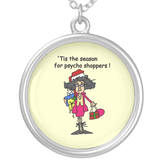 Season For Psycho Shoppers Silver Plated Necklace (Front)