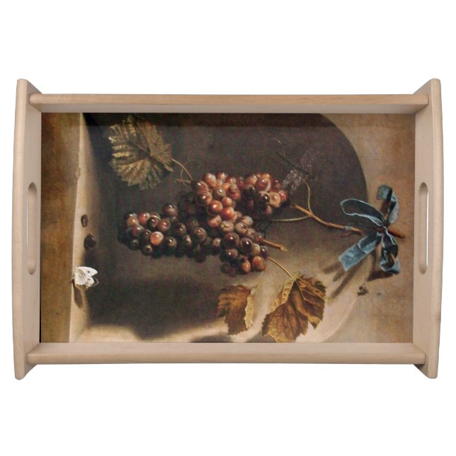SEASON FRUITS,PROSPERITY/GRAPES,GRAPE VINES,Yellow Serving Tray (Front)