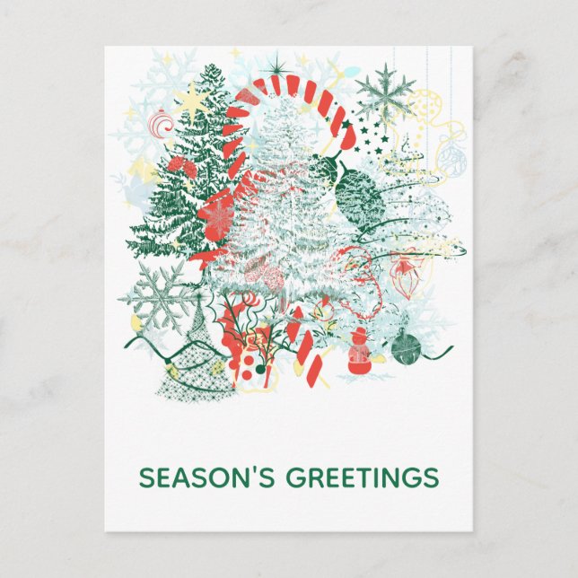 Season Greeting Everything Christmas Red Green Holiday Postcard (Front)