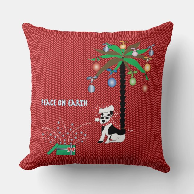 Season Greeting/Happy Holidays-Peace on Earth Throw Pillow (Front)