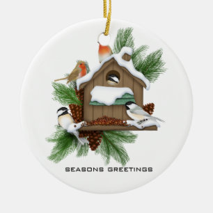 Season Greetings Ceramic Ornament