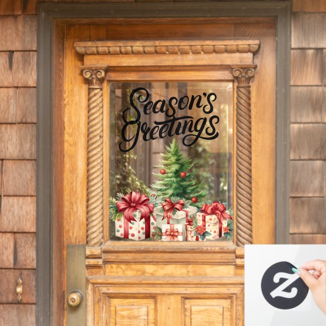 Season Greetings Christmas  Window Cling (Home Door)