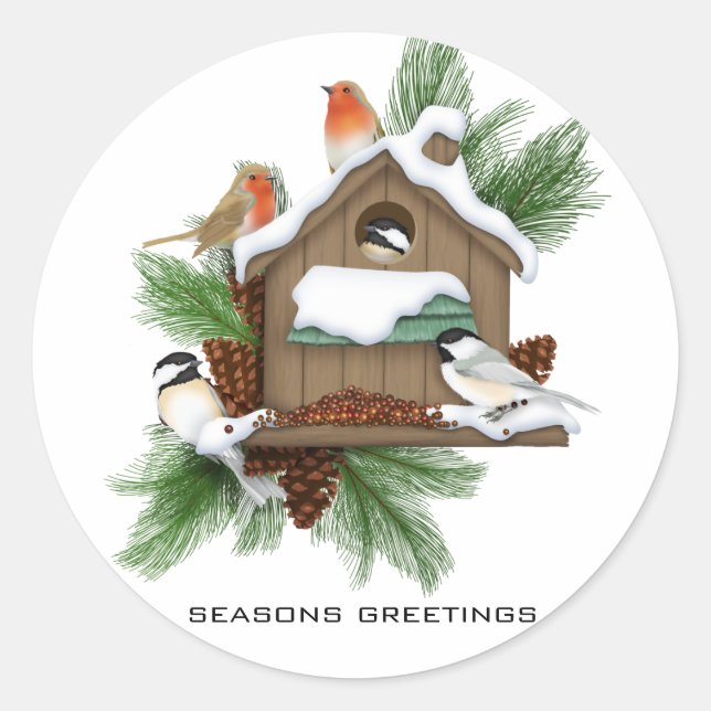 Season Greetings Classic Round Sticker (Front)