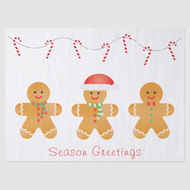 Season Greetings Gingerbread Men Tissue Paper (Front)