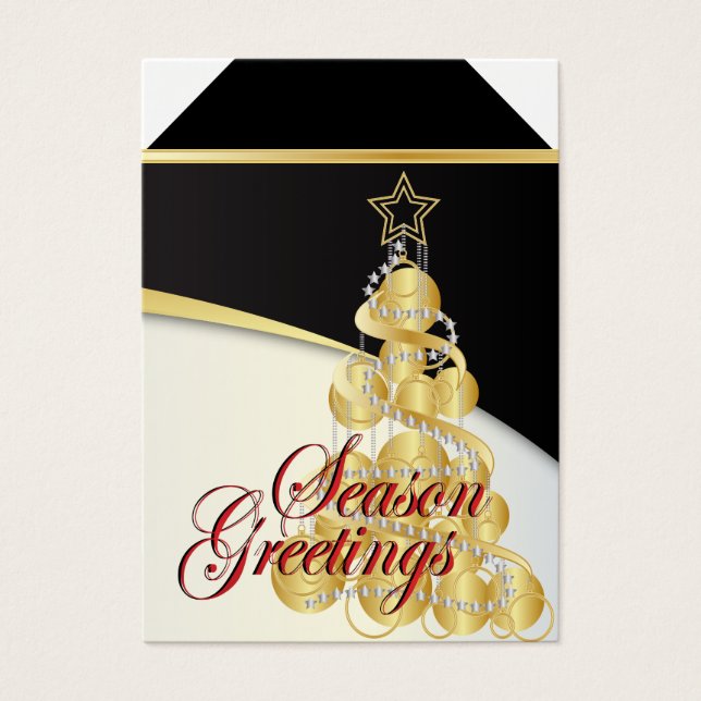 Season Greetings Gold Christmas Tree Tags (Front)