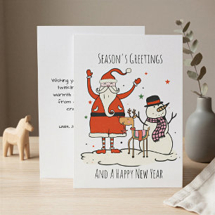 Season Greetings Hygge Santa Reindeer Holiday Card