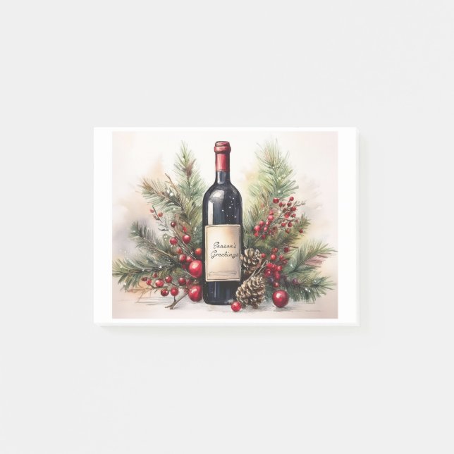 Season Greetings on a wine bottle Notes (Front)