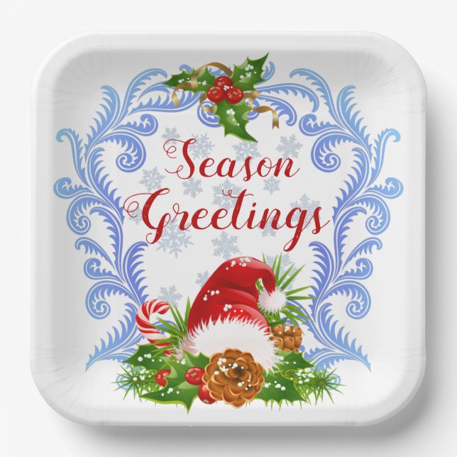 Season Greetings Paper Plates (Front)