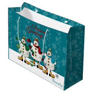 Season Greetings Snowmen Friends   Christmas Large Gift Bag