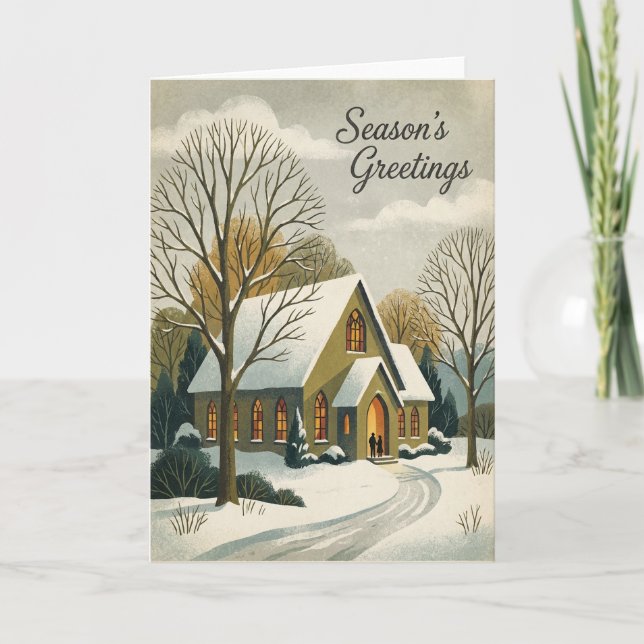 Season Greetings Winter Church Card (Front)