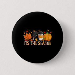 Season Leopard Pumpkin Racquetball Halloween Fall Button